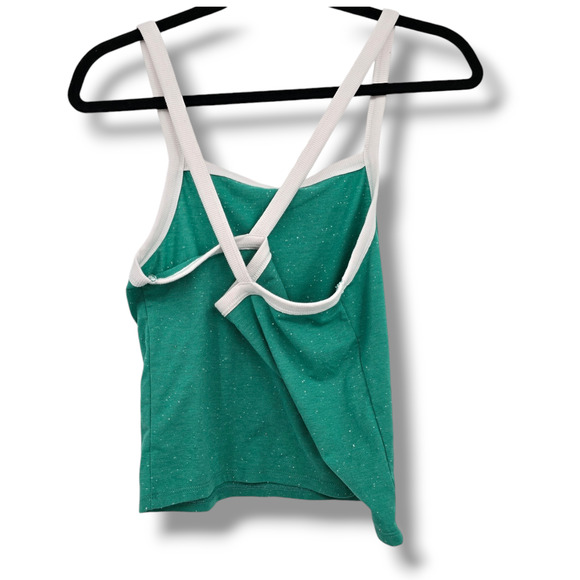 Colsie Women's Criss Cross Back Retro Vintage Look Tank Top Green White Size M - Picture 2 of 8